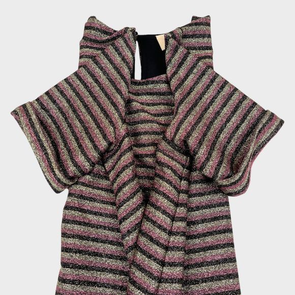 Sezane Sparkly Stripe Robe Mini Dress Black/Pink/Gold Women's Size Small - Picture 7 of 14
